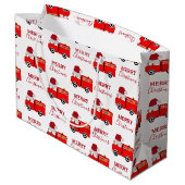 Grand Sac Cadeau Camion de feu rouge de Noël (Dos Angle)