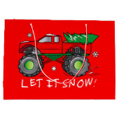 Grand Sac Cadeau Camion de monstre transportant l'arbre de Noël (Dos)