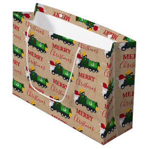 Grand Sac Cadeau Camion de recyclage de Noël