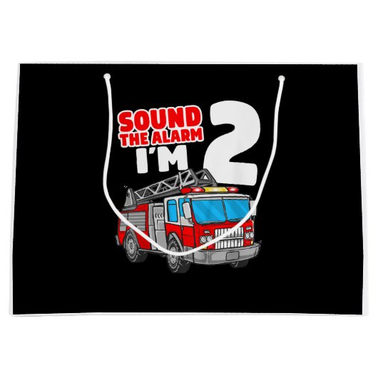 Grand Sac Cadeau Camion d'incendie 2 ans pompier 2e anniversaire (Devant)