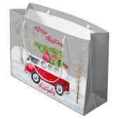 Grand Sac Cadeau Camion rouge Joyeux Noël gris (Dos Angle)