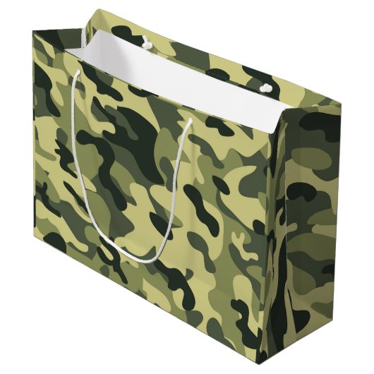 Grand Sac Cadeau Camo vert (Devant Angle)