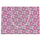 Grand Sac Cadeau Camouflage animal Silhouette rose (Devant)