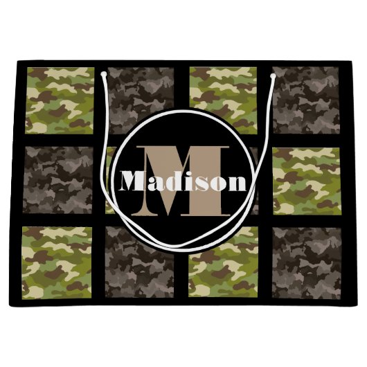 Grand Sac Cadeau Camouflage mixte avec personnalisation (Devant)