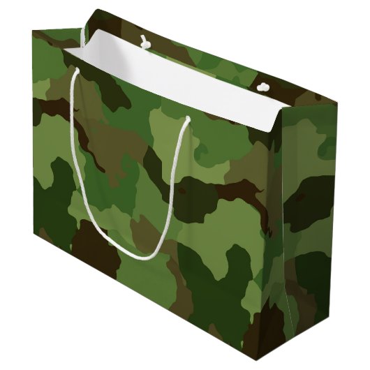 Grand Sac Cadeau Camouflage vert de l'armée (Devant Angle)