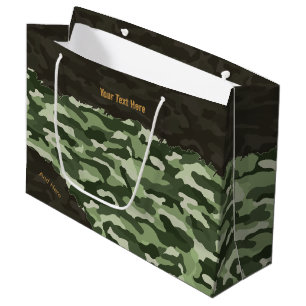 Grand Sac Cadeau Camouflage Vert Renforcé Personnalisé