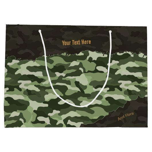 Grand Sac Cadeau Camouflage vert robuste Personnalisé (Dos)