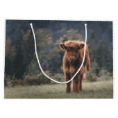 Grand Sac Cadeau Campagne d'herbe d'automne de la vache de haute-te (Dos)