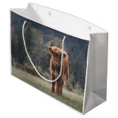 Grand Sac Cadeau Campagne d'herbe d'automne de la vache de haute-te (Dos Angle)