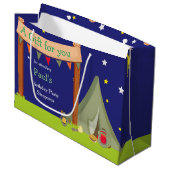 Grand Sac Cadeau Camping Anniversaire fête Dormir Khaki Vert (Devant Angle)