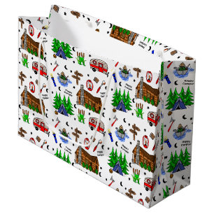Grand Sac Cadeau Camping ou Midwest Theme Anniversaire