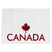 Grand Sac Cadeau Canada avec feuille d'érable ondulée rouge (Devant)