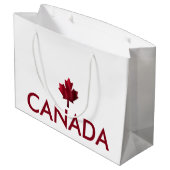 Grand Sac Cadeau Canada avec feuille d'érable ondulée rouge (Dos Angle)