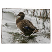 Grand Sac Cadeau Canard gris sur la nuit du lac (Dos)
