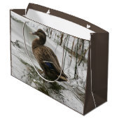 Grand Sac Cadeau Canard gris sur la nuit du lac (Dos Angle)