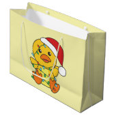Grand Sac Cadeau Canard Noël Animaux d'hiver Canard de vacances (Devant Angle)