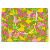 Grand Sac Cadeau Canards-n-points-Style-2-Drk Geste vert L (Devant)