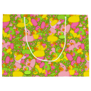 Grand Sac Cadeau Canards-n-points-Style-2-Drk Geste vert L