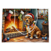 Grand Sac Cadeau Cane Corso Fireplace with Christmas Lights (Devant)