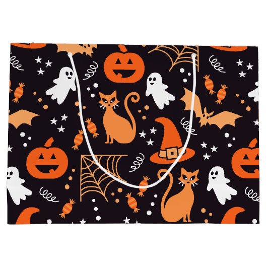 Grand Sac Cadeau Caractères d'halloween en noir mou (Dos)