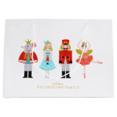 Grand Sac Cadeau Caractères Noisette de Noël Aquarelle (Devant)