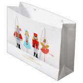 Grand Sac Cadeau Caractères Noisette de Noël Aquarelle (Devant Angle)