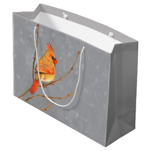 Grand Sac Cadeau Cardinal sur la peinture de branche - Art original