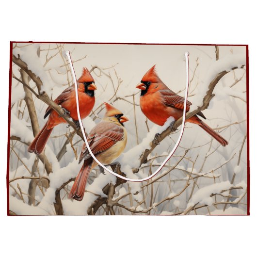 Grand Sac Cadeau Cardinaux d'hiver (Dos)