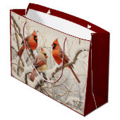 Grand Sac Cadeau Cardinaux d'hiver (Dos Angle)