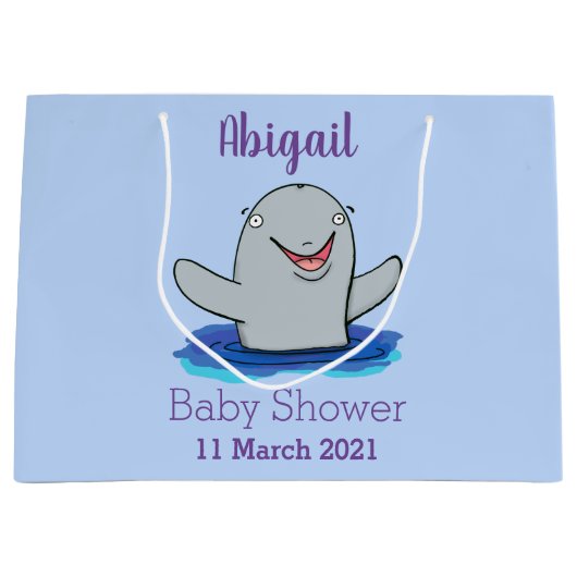 Grand Sac Cadeau Caricature adorable de marsouin (Devant)