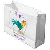 Grand Sac Cadeau Caricature amusante du coq à rames (Devant Angle)