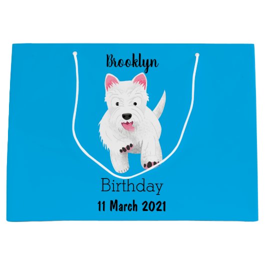 Grand Sac Cadeau Caricature blanche de terrier de l'ouest (Devant)