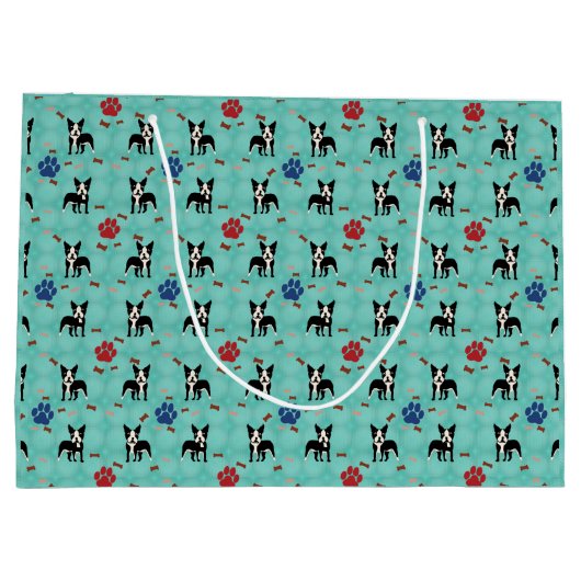 Grand Sac Cadeau Caricature Boston Terrier (Dos)