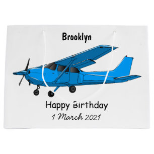 Grand Sac Cadeau Caricature d'avion à voilure fixe