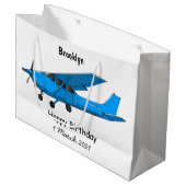 Grand Sac Cadeau Caricature d'avion à voilure fixe (Devant Angle)