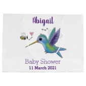 Grand Sac Cadeau Caricature de colibri d'abeille mignonne (Dos)
