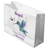 Grand Sac Cadeau Caricature de colibri d'abeille mignonne (Devant Angle)
