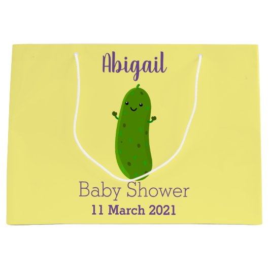 Grand Sac Cadeau Caricature de cornichon joyeux (Devant)