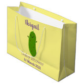 Grand Sac Cadeau Caricature de cornichon joyeux (Devant Angle)