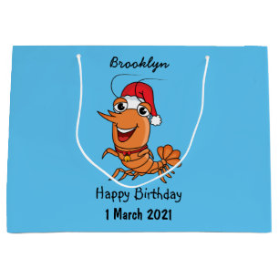 Grand Sac Cadeau Caricature de crevettes de Noël joyeux