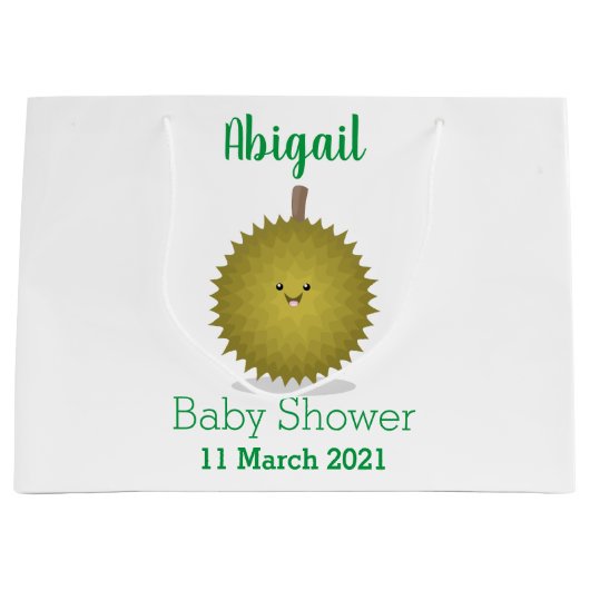 Grand Sac Cadeau Caricature de durian joyeux (Devant)