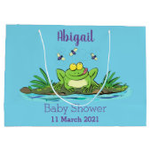 Grand Sac Cadeau Caricature de grenouille vert mignon (Dos)