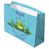 Grand Sac Cadeau Caricature de grenouille vert mignon (Dos Angle)
