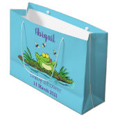 Grand Sac Cadeau Caricature de grenouille vert mignon (Devant Angle)
