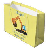 Grand Sac Cadeau Caricature de la pelle orange (Dos Angle)