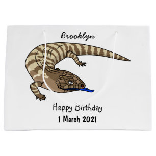 Grand Sac Cadeau Caricature de lézard rouge