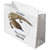 Grand Sac Cadeau Caricature de lézard rouge (Dos Angle)