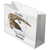 Grand Sac Cadeau Caricature de lézard rouge (Devant Angle)