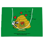 Grand Sac Cadeau Caricature de Noël Bee Funny Holiday (Devant)