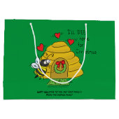 Grand Sac Cadeau Caricature de Noël Bee Funny Holiday (Dos)